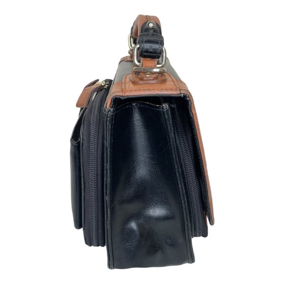 Belle Rose Leather Vintage Mini-Briefcase Handbag - Picture 6 of 13